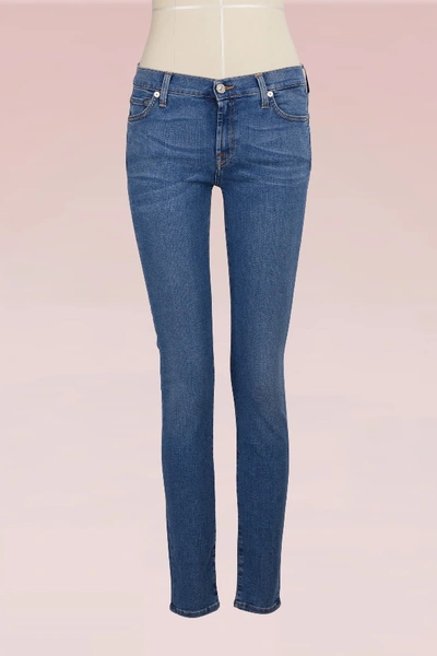 Shop 7 For All Mankind Low-waist Skinny Jeans In Mid Indigo