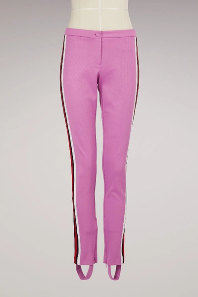 Shop Gucci Jersey Stirrup Legging With Web In Candy Mousse/ivory/b