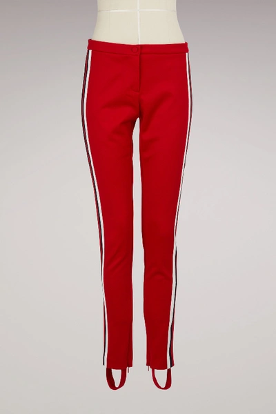 Shop Gucci Jersey Stirrup Webbed Leggings In Live Red/blue/white