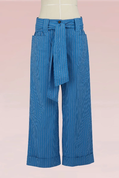 Shop Tory Burch Cotton Robin Trouser In Stretch Textured Cotton