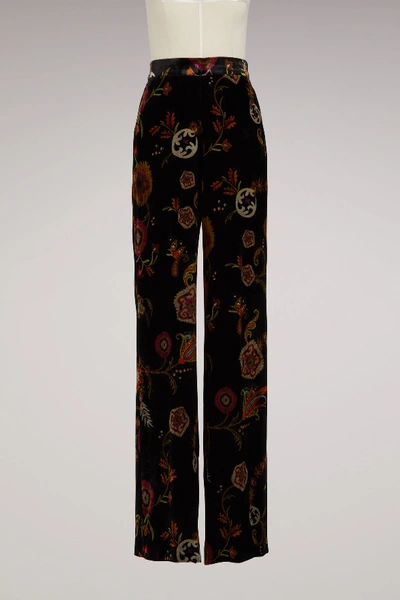 Shop Etro Wide Velvet Pants In Multi