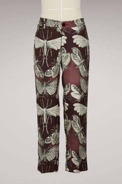 Shop F.r.s For Restless Sleepers Tartaro Silk Trousers In Burgundy