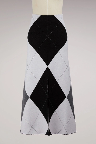 Shop Stella Mccartney Wool Skirt In 8490 - Charcoal/black/ivory