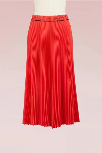 Shop Marc Jacobs Crepe De Chine Long Pleated Skirt In Bright Orange