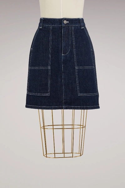Shop Kenzo Short Denim Skirt In Ink