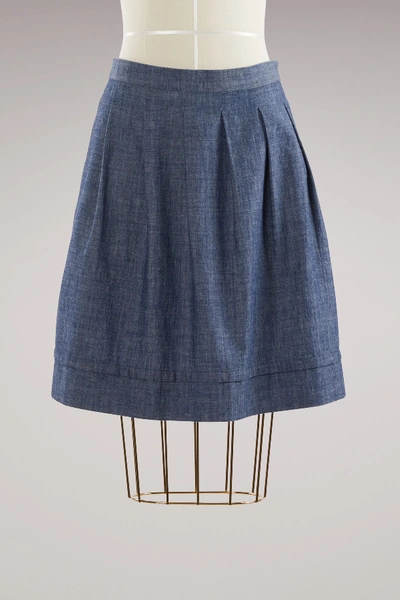 Shop Apc Ombrelle Cotton Skirt In Indigo