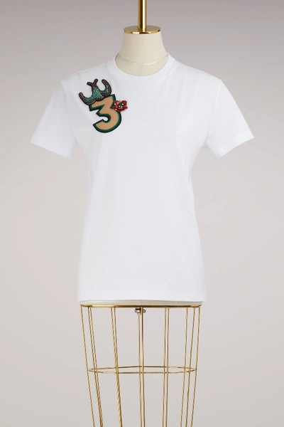 Shop Miu Miu T-shirt With Embroidered Number In White