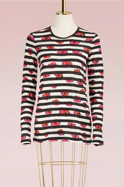 Shop Proenza Schouler Striped Cotton T-shirt In 20886 Electric Pink/pumpkin Ikat Pansy
