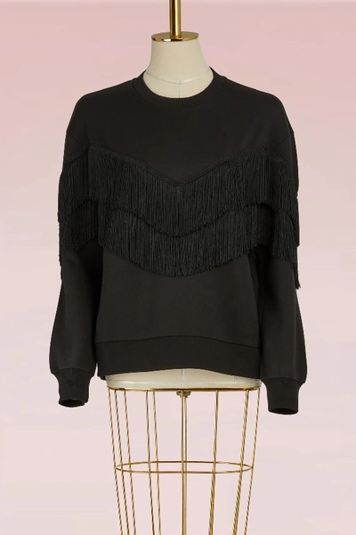 Shop Stella Mccartney Fringed Sweatshirt In 1000 - Black