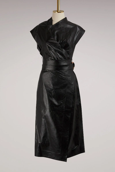 Shop Proenza Schouler Wrap Leather Dress In Black