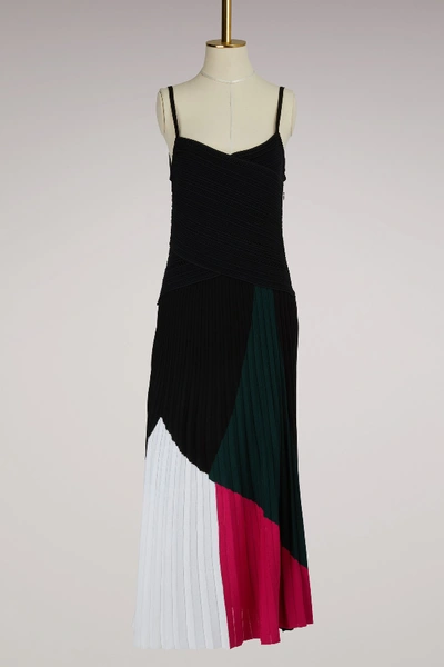 Shop Proenza Schouler Colorblock Knit Dress In 11257 Black/white/deep Pine/electric Pink