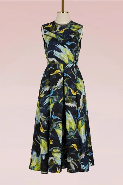 Shop Erdem Alana Dress In Night Bird Matelasse Black / Yellow