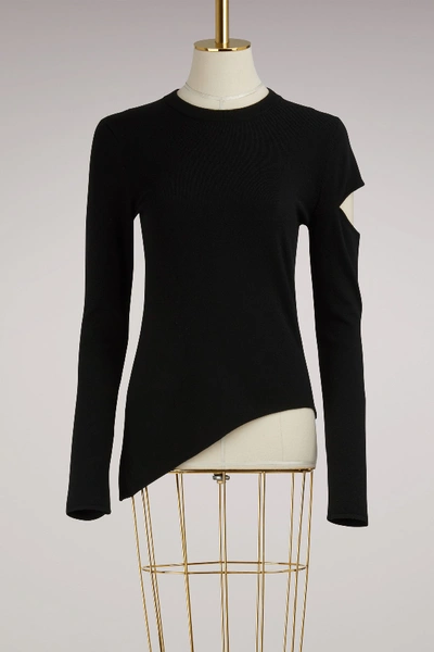 Shop Proenza Schouler Asymmetrical Wool Sweater In 00200 Black