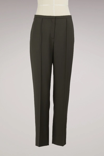 Shop Nina Ricci Light Wool Pants In Green Grey