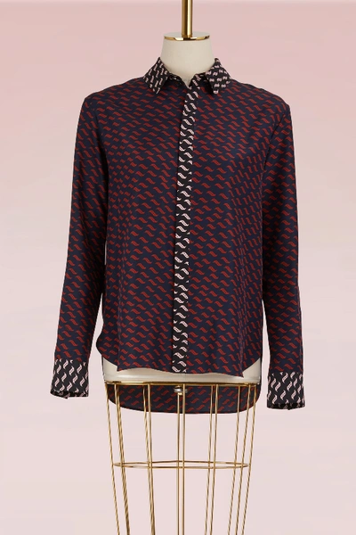 Shop Kenzo Silk Casual Fit Shirt In Navy Blue