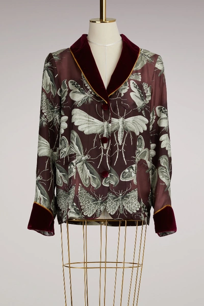 Shop F.r.s For Restless Sleepers Persefone Silk Shirt In Bordeaux
