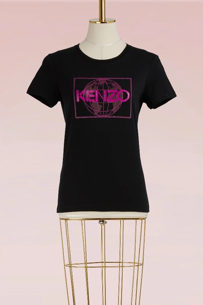 Shop Kenzo Globe Fitted T-shirt In Black
