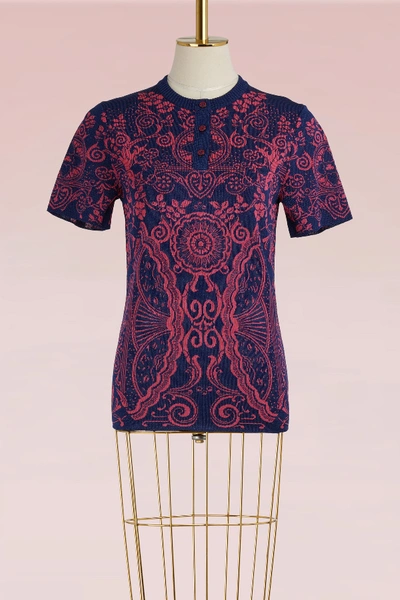 Shop Mary Katrantzou Barbu Jacquard Top In Fuxia/navy