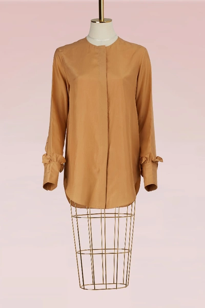 Shop Nina Ricci Silk Blouse In Camel
