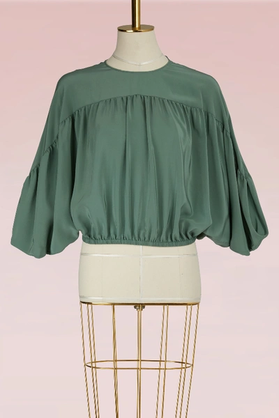 Shop Red Valentino Silk Blouse In Salvia