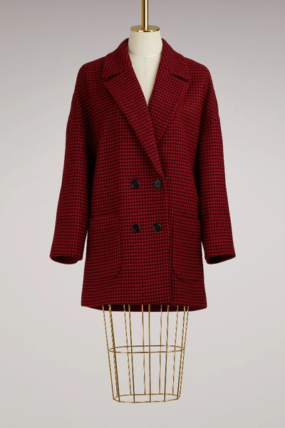 Shop Red Valentino Oversized Houndstooth Coat In Lacca