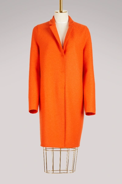 Shop Harris Wharf London Cocoon Coat Pressed Wool In Orange