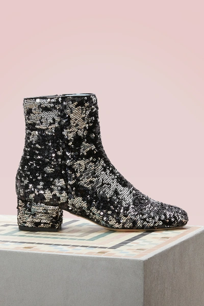 Shop Chiara Ferragni Sequin Ankle Boots In Black Paillettes