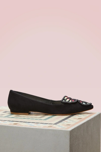 Shop Sophia Webster Bibi Butterfly Flat In Black