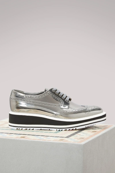 Shop Prada Micro-sole Brogues In Chromo