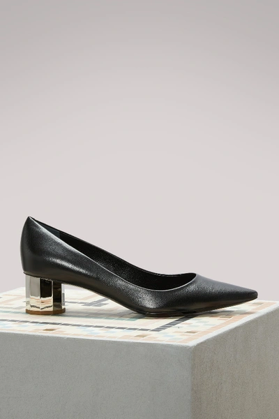 Shop Proenza Schouler Silver Mid-heel Leather Pumps In Black-silver