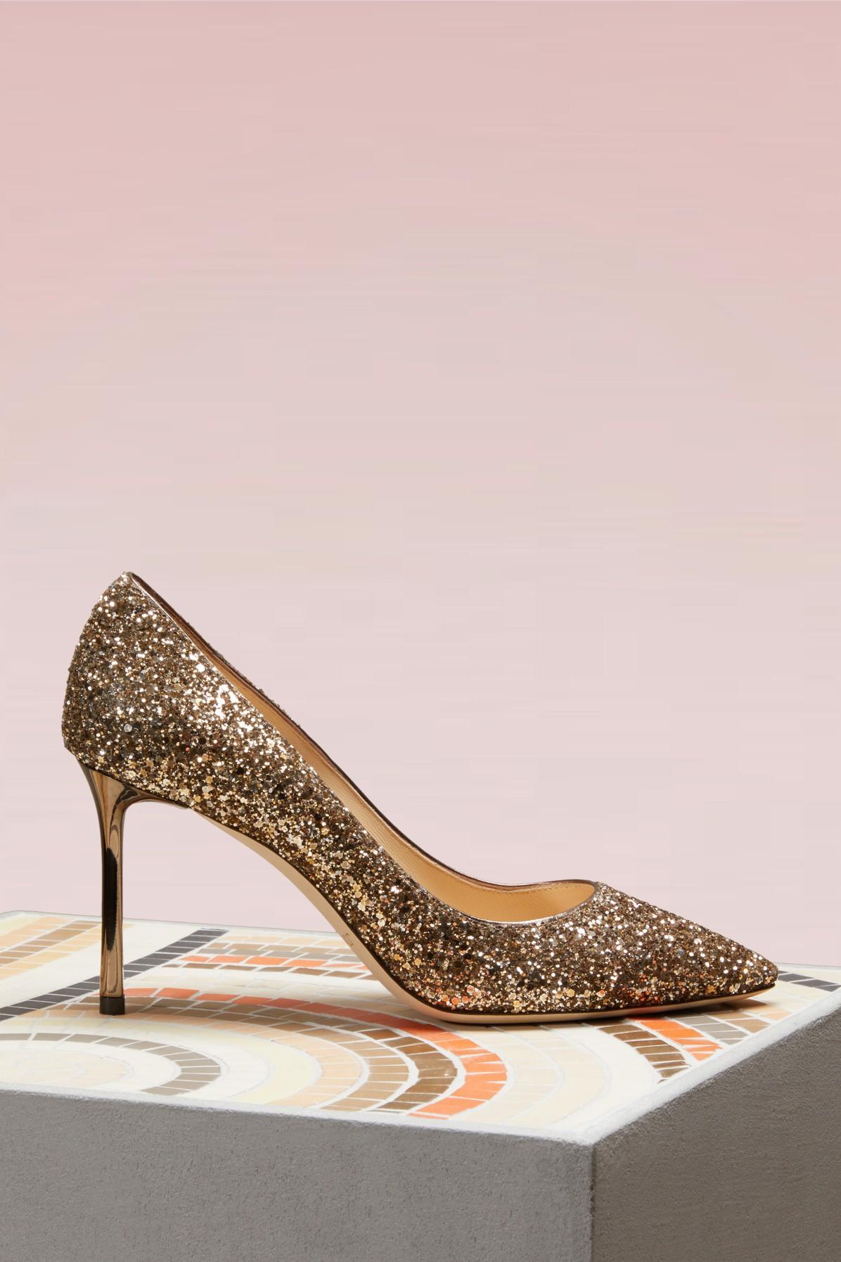jimmy choo romy gold glitter
