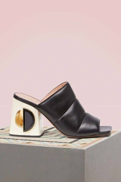 Shop Marni High Heel Black Leather Mules