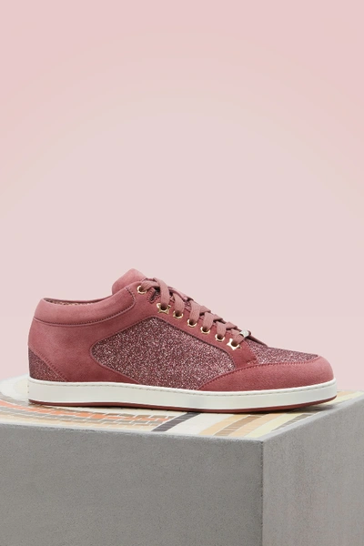 Shop Jimmy Choo Miami Leather Trainers In Vintage Rose