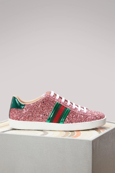 Shop Gucci Ace Glitter Low-top Sneakers In Glos.p/j.g/vrv/ro/r.