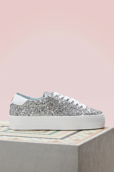Shop Chiara Ferragni Silver Glitter Sneakers