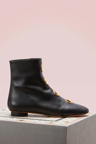 Shop Valentino Leather Boots With Grommets In Black
