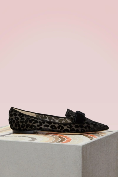 Shop Jimmy Choo Gala Leopard Loafers In Black