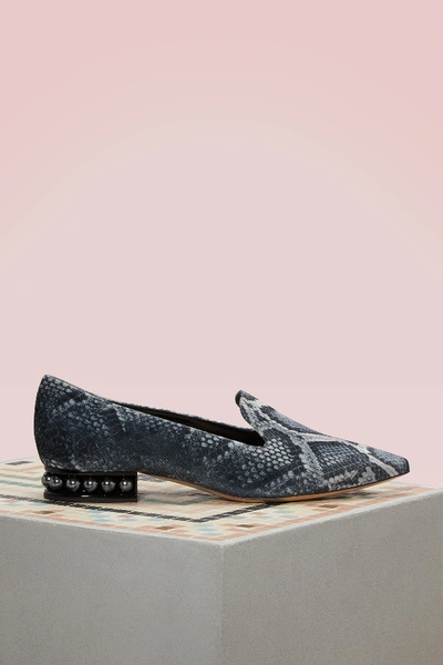 Shop Nicholas Kirkwood Casati Python Velvet Loafers In Hematite