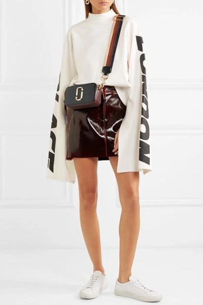 Shop Marc Jacobs Snapshot Textured-leather Shoulder Bag In Black