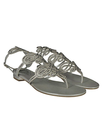 René Caovilla Rene Caovilla Thong Embellished Sandals In Silver