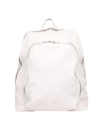 Guidi Horse Leather Chalk Backpack In Bianco