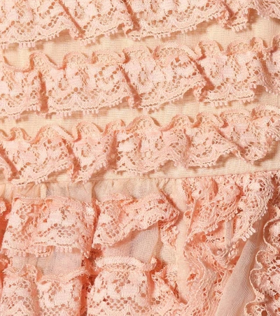 Shop Chloé Lace Silk Skirt In Pink