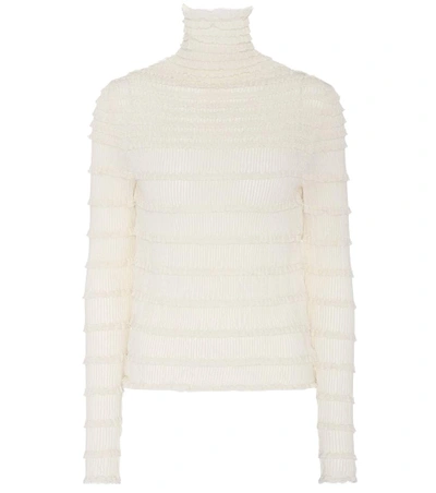 Valentino Smocked Cotton-blend Top In White