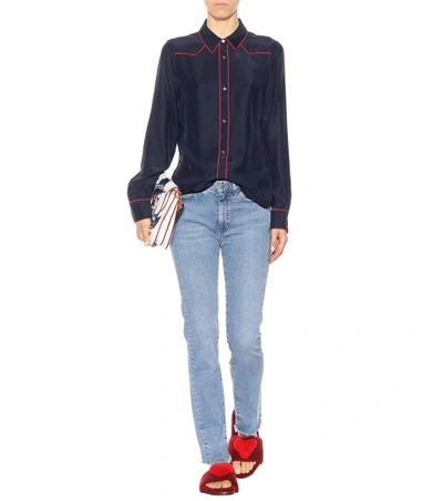 Shop Frame Piped Western Silk Shirt In Eavy