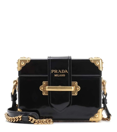 Shop Prada Cahier Patent Leather Shoulder Bag