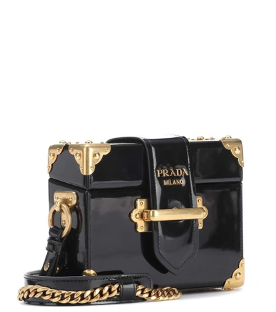 Shop Prada Cahier Patent Leather Shoulder Bag