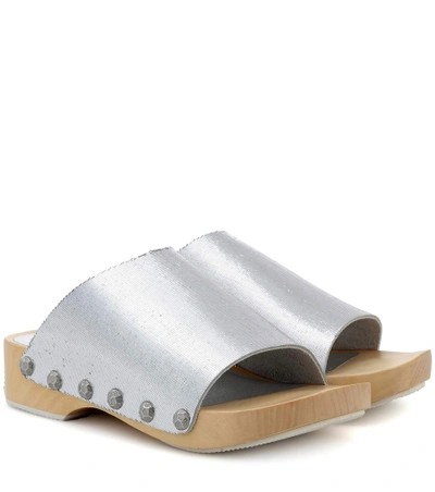 Opening Ceremony Nykola Metallic Leather Clogs In Silver