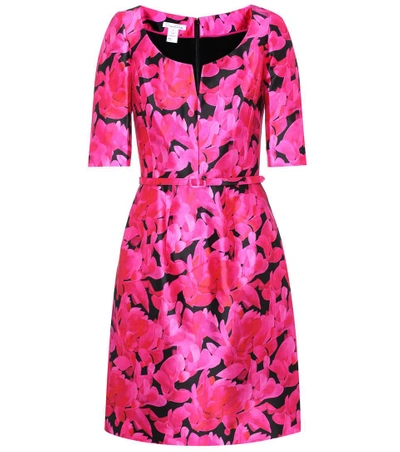 Oscar De La Renta Floral-printed Silk And Cotton Dress In Pink