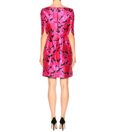 Shop Oscar De La Renta Floral-printed Silk And Cotton Dress In Pink