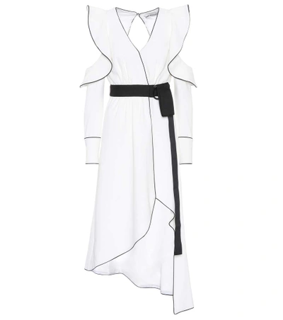 Shop Self-portrait Monochrome Asymmetric Crêpe Dress In White